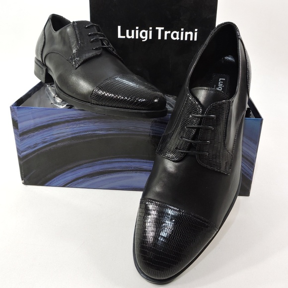 LUIGI TRAINI ?? MEN\'S BLACK SOFT LEATHER OXFORD SHOES main image 7